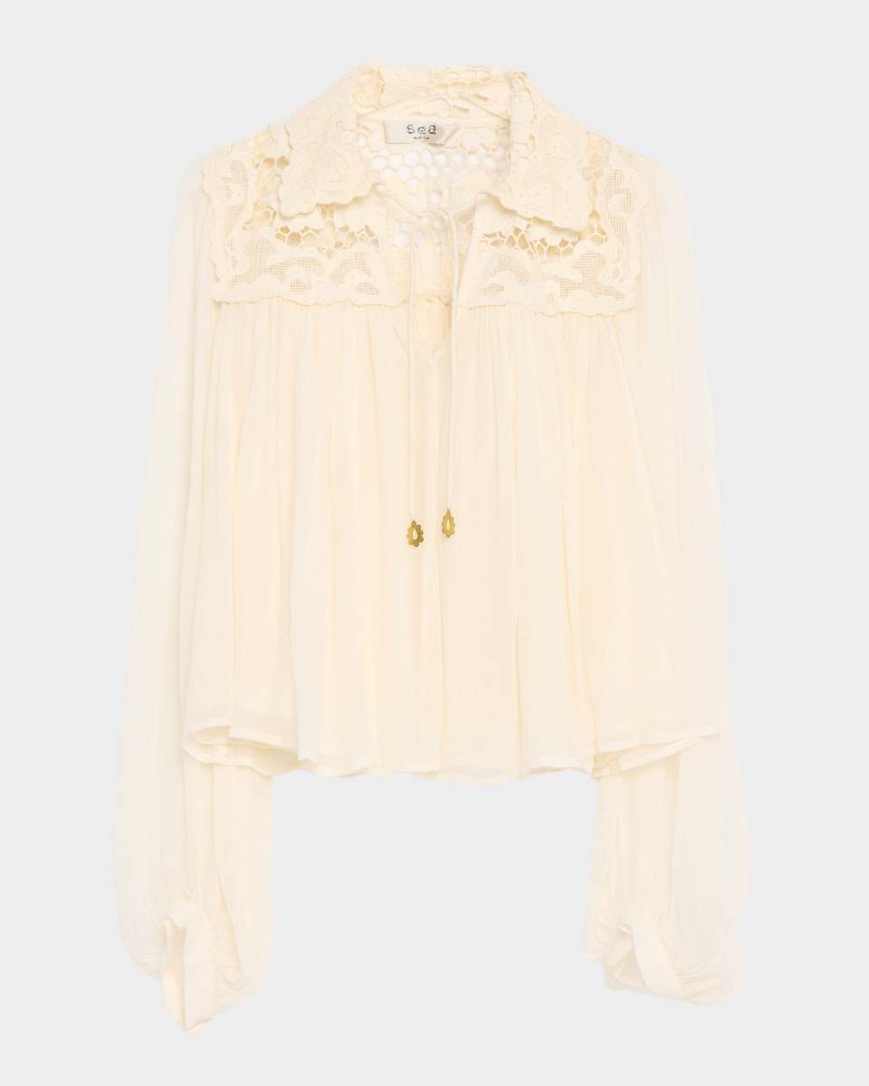 Daphne Long-Sleeve Lace Top